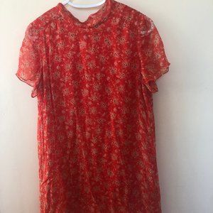 Sézane Red Floral Mini Dress